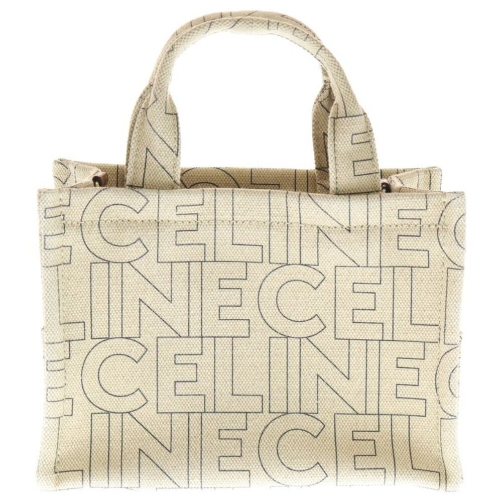 Celine Small Cabas Tice Triomphe Logo Canvas Leather 2-Way Hand Shoulder Bag - Picture 2 of 6